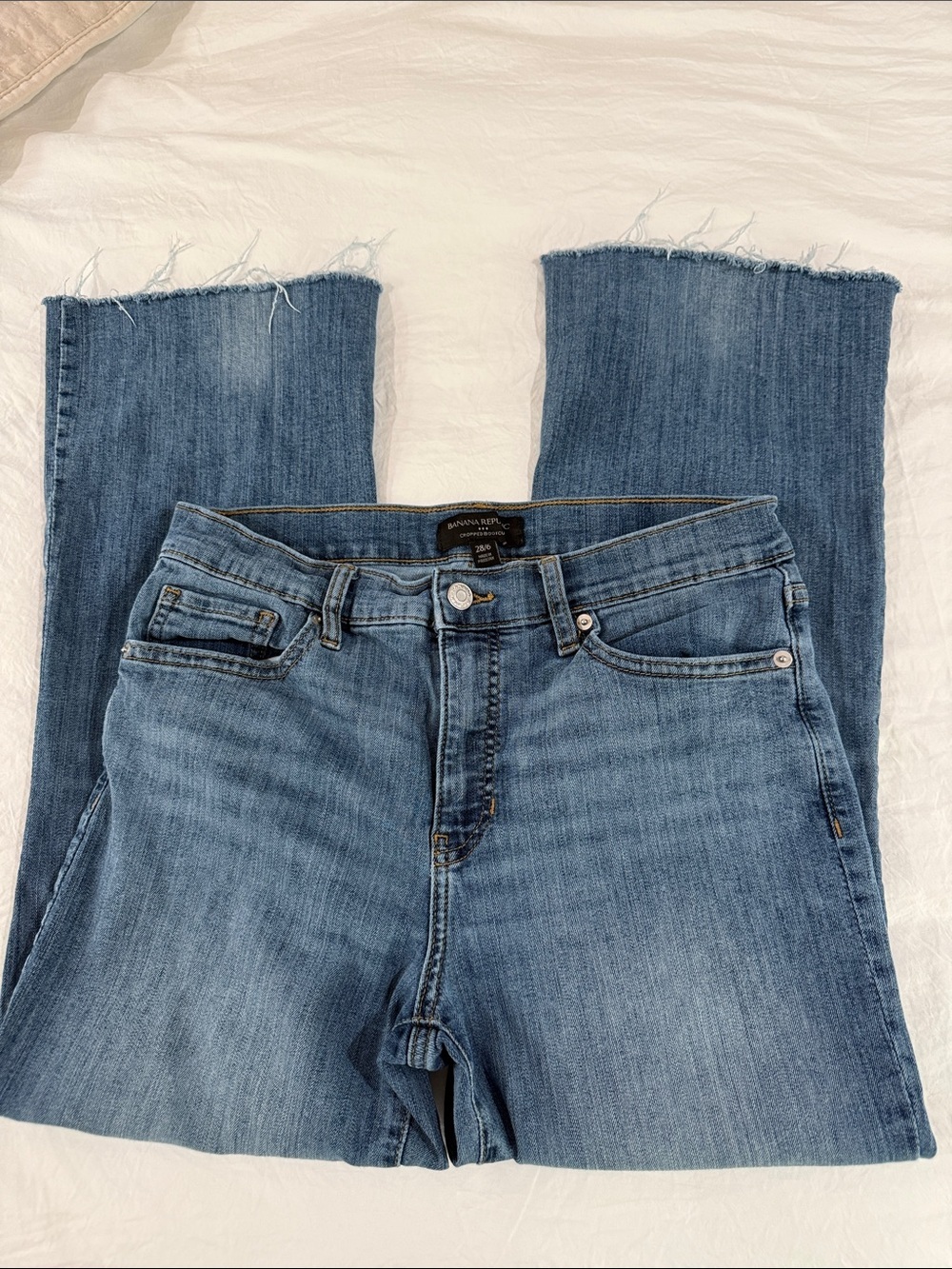 Banana Republic Light Blue Frayed Hem Cropped Jeans - Picture 1 of 5